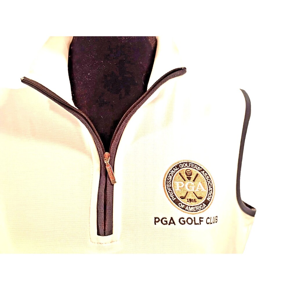 PGA Golf Club Emblem Ashworth White Tank Quarter Zip Women's Size L Polo Pima - Picture 1 of 9